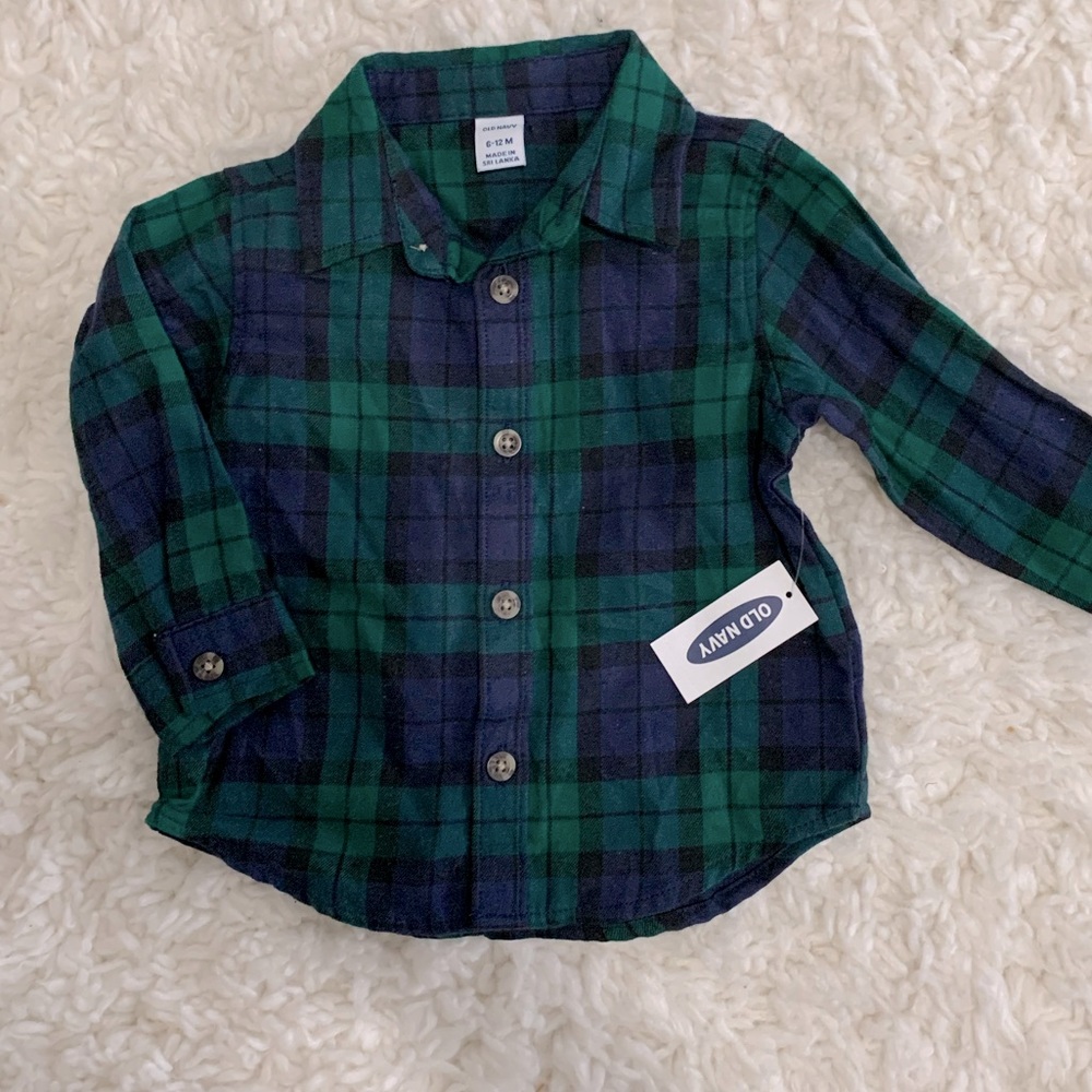 Boys Old Navy Plaid Button Down Shirt 6-12m